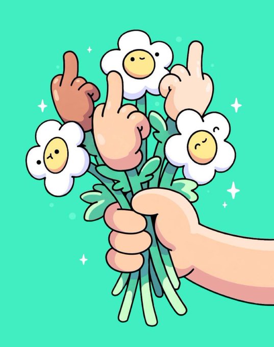 The image features a hand holding up a bunch of white flowers with cartoon-like faces. There are five flowers in total, each one with a face that looks like a thumbs-up gesture. The hand holding the flowers appears to be selling these flowers for an ETH. The caption above the image reads "For whoever is selling their ETH, I got some flowers for you."