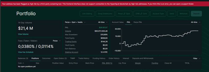 The image shows a screenshot of a webpage containing information about cryptocurrency trading, specifically focusing on Bitcoin. The main feature displayed on the screen is a chart that provides insights into the value of Bitcoin over time. The chart has two time periods labeled on it - one for the past and another for the present day. Additionally, there is an updated portfolio page on the left side, which offers information about how to invest in Bitcoin. Furthermore, several trading symbols are displayed within this webpage. In the image, there are also a number of text elements related to the post that reads: "Portfolio", "@BybitOfficial", "@HyperliquidX", "@deriveXYZ", and "@benbybit".