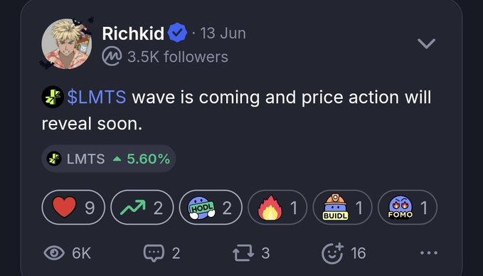 The image shows a black Twitter screen displaying information about an upcoming price action for the FIFA World Cup. The post includes details of the event, along with the name of the person responsible for sharing the news (Richkid), as well as a list of props markets and awards related to the soccer game. The main focus is on the $LMTS wave coming and its impact on price action during the competition.