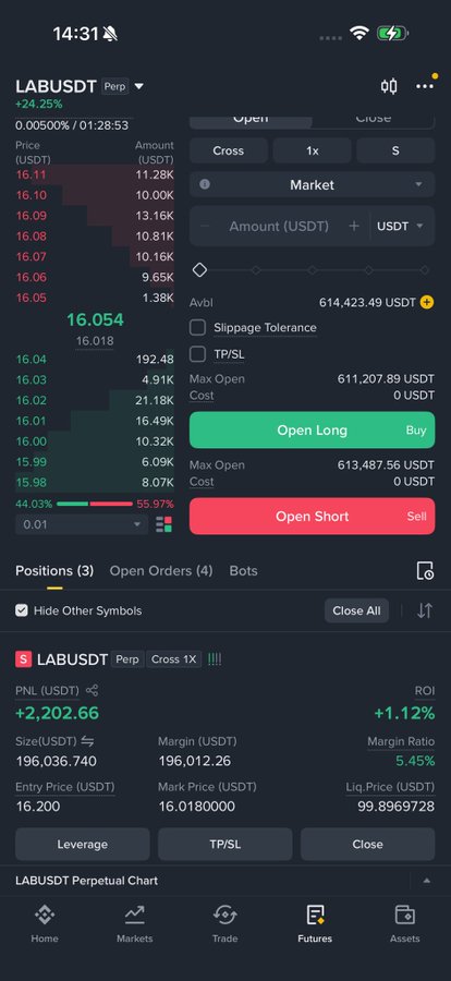 A stock trading app shows various market data and indicators for different financial instruments, including shares of stock, bonds, options, and more. The current total capital position stands at 35% with a 10k account available. Some instruments have average entry prices in the range of $20 - $24 per share or under; others are priced higher, like one instrument which has an opening price of $6.53. The app also displays how much cash is left to invest and what it takes to liquidate some of the capital if needed. Overall, this image highlights a user's current position in their investment portfolio, as well as the available positions for buying or selling shares on different instruments.