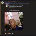 A screenshot of a Discord chat showing a user sharing a photo that appears to be from an Apple news broadcast featuring Donald Trump.