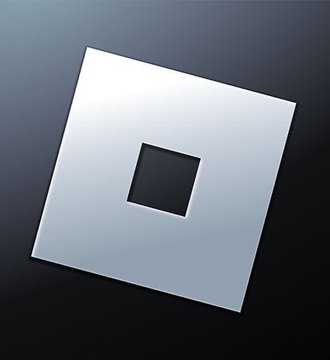 A sleek silver square plate with a central cutout rests on a dark gradient surface, its minimalist geometric design symbolizing the dominance and imposing presence of Robux—the virtual currency of Roblox—over real-world money, as humorously suggested by the caption about online kids' game currency mogging actual currency.