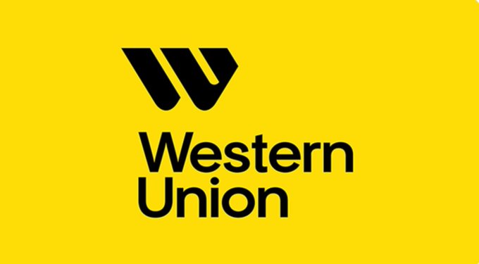 Western Union corporate logo featuring a black 'W' symbol and text on a bright yellow background.