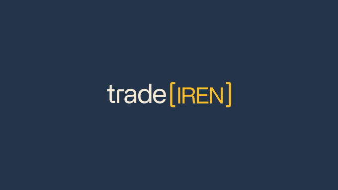 The image displays a "trade[IREN]" logo on a dark blue background, announcing the launch of IREN trading. It visually reinforces the accompanying message about IREN being live with 10x leverage available 24/7.