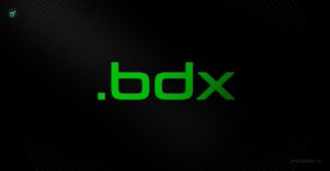 A simple graphic with '.bdx' displayed in bright green text on a black background.