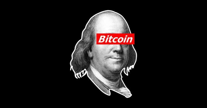 A black-and-white portrait of Benjamin Franklin from the $100 bill is shown with his eyes covered by a red "Bitcoin" logo, symbolizing the Cold wallet incident where over 4,500 BTC addresses were affected, resulting in an estimated $71 million in losses.