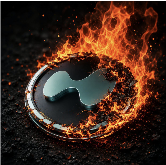 A metallic coin-shaped object engulfed in bright orange flames and embers, visually representing the burning (token burn) process described. No text or tickers are visible in the image itself, but the fiery imagery symbolizes the destruction of 11.78K $HYPE tokens (worth $667.9K) as part of Hyperliquid's supply reduction.