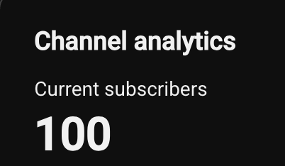 The image shows a YouTube "Channel analytics" screen displaying "Current subscribers: 100," celebrating the LiquidLayer YouTube channel (@theliquidlayer) reaching the 100-subscriber milestone as mentioned in the accompanying caption.