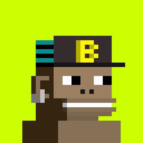 A pixel art chimp character wearing a black cap with the yellow Robinhood "R" logo, set against a bright green background. The image ties directly to the post's Robinhood "Chimps" NFT giveaway promotion.