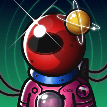 The image features a cartoon illustration of an astronaut wearing a red suit with a blue collar, standing against a green background that appears to be a representation of space or outer space. The astronaut's helmet has a small planet-like object on top of it. In the bottom right corner of the image, there is text that reads "3 Visions of the Void just sold for 0.0388 ETH". This suggests that the artist who created this illustration may have sold their work for a certain amount of money or gained recognition for their talent in creating such an imaginative and detailed piece of art.