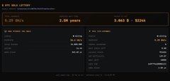 The image displays a computer monitor screen with various details related to an online Bitcoin Lottery. On the left side of the screen, there's a list of transactions made through the platform. In the center of the screen, there are two columns of data showcasing years and amounts won. On the right side of the screen, a table is displayed that contains information about the Bitcoin Lottery, such as its name, description, and payment instructions for those who wish to participate. The post also mentions how it relates to the current online Bitcoin Lottery experience, focusing on solo mining with an emphasis on the amount received upon winning.