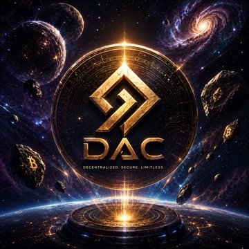 The image features a large golden coin with the words "dac" written on it, surrounded by stars and planets. The background depicts a scene from outer space filled with various celestial bodies such as planets, comets, and asteroids. In the foreground of the image, there is a small platform or pedestal that appears to be made of gold. The text in the image reads "gDac CT @dac_chain's" which refers to a paper titled "Proof of Quantum Work". This paper suggests that the company is attempting to revolutionize the blockchain mining process by incorporating verifiable quantum-assisted work into their system, rather than relying on traditional hash-based computations.