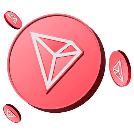 The image features a red coin with a white triangle symbol on it, which appears to be floating in mid-air. Below the coin, there are three additional coins of different sizes scattered around the image. The background of the image is white, making the red coin and its symbols stand out prominently.