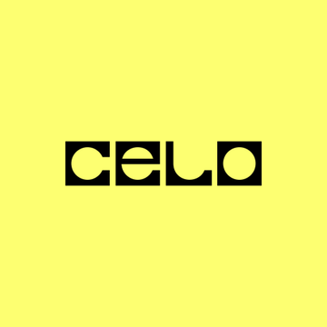 Celo logo displayed in black text on a bright yellow background.