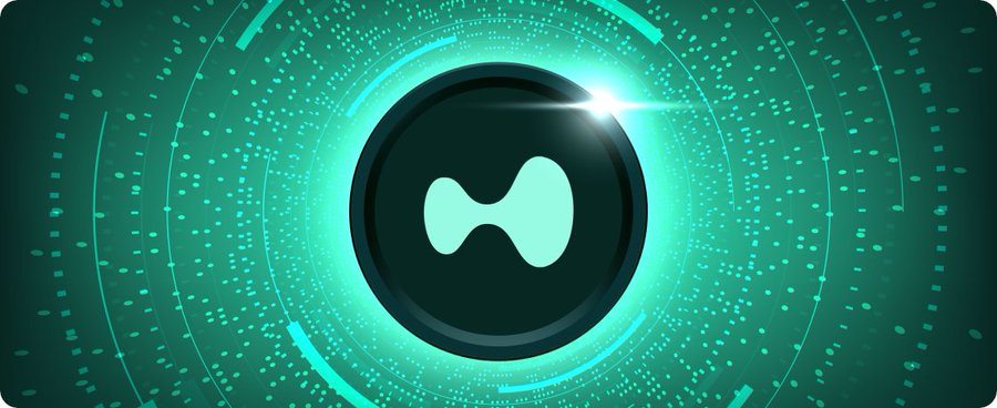 The image features a large, circular logo with a white center surrounded by green lines that create a sense of motion or movement within the design. The background of the image is a gradient transitioning from light blue at the top to darker shades towards the bottom. In the corner of the image, there's text that reads "BREAKING: Hyperliquid just hit a new all-time high". This combination of elements creates an interesting visual effect and draws attention to the logo while also providing context about its significance or relevance in the current post.