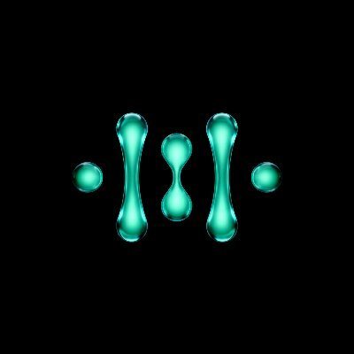 A glowing green audio waveform or equalizer visualization consisting of five vertical pill-shaped bars with bulbs on either side, set against a black background.