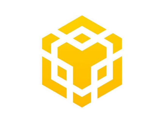 A minimalist golden yellow hexagonal geometric logo on a white background, resembling the BNB (Binance Coin) symbol.