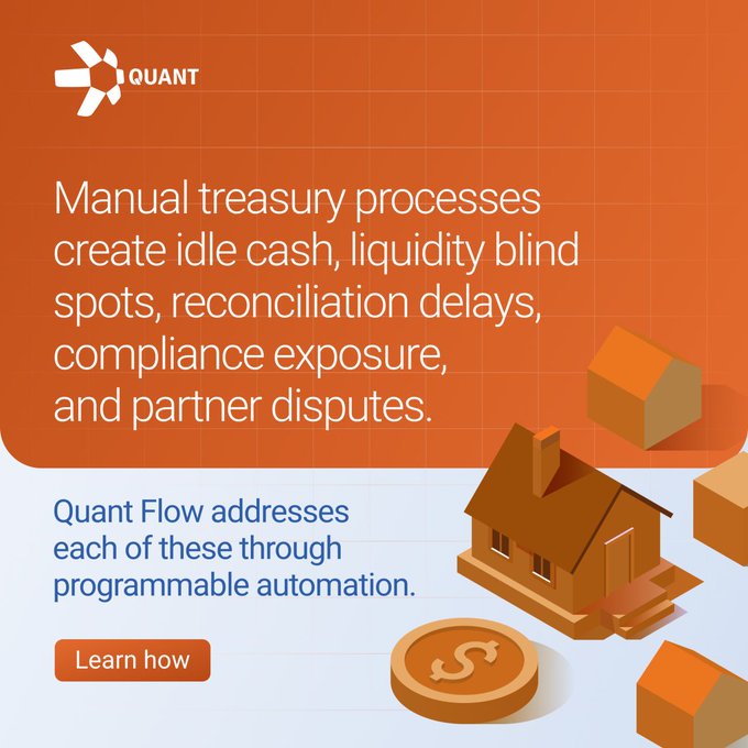 The image shows a house with a dollar sign on top of it, which is an illustration used as part of a learning guide about automated treasury management processes. The text above the house reads "What's holding estate agencies back from efficient #treasurymanagement? Manual processes create idle cash, liquidity blind spots, reconciliation delays, compliance exposure, and partner disputes." This suggests that the image is meant to educate people on how automated processes can help address some of the challenges faced by estate agencies in managing their finances.