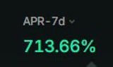 A dark-themed UI element showing 'APR-7d' with a value of '713.66%' displayed in green text.