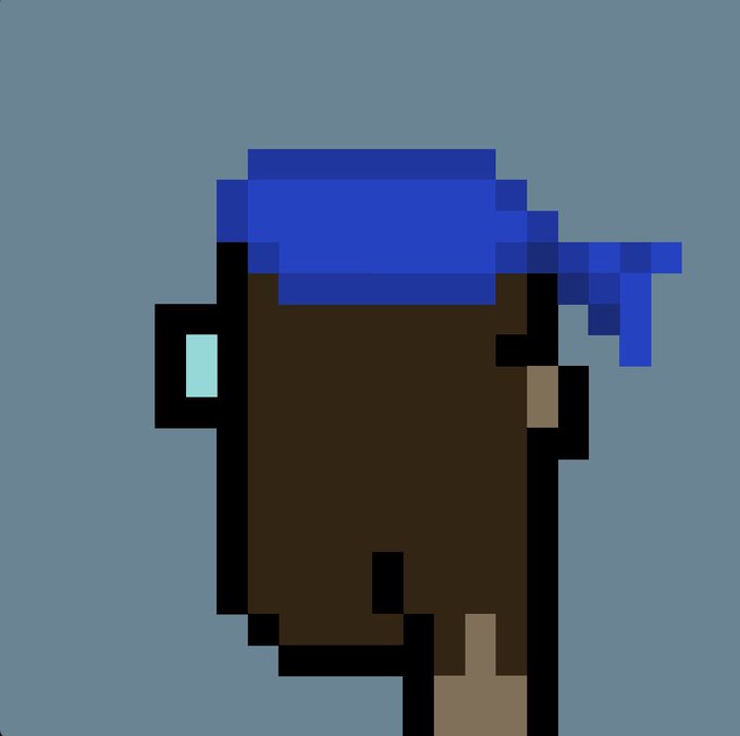 A pixel art image showing a dark coffee cup with a blue lid and steam rising against a gray background.