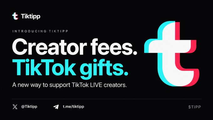 An advertisement banner for Tiktipp reading 'INTRODUCING TIKTIPP - Creator fees. TikTok gifts. A new way to support TikTok LIVE creators.' with the TikTok logo and social handles @Tiktipp and t.me/tiktipp.