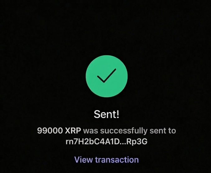 The image shows a message screen with an email icon displaying a green checkmark and the text "Sent!". The email appears to be from someone named "Viewer" who has won a contest, and they are asking for $99,000 to be sent to another person named "Follower". The post is about sharing good news or success related to the contest.