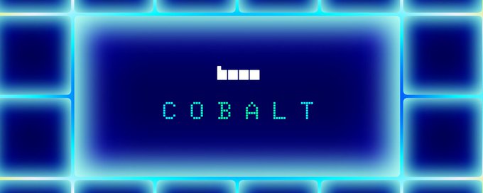 A pixelated retro-style graphic displaying the word 'COBALT' in cyan text with a game controller icon on a dark blue background.