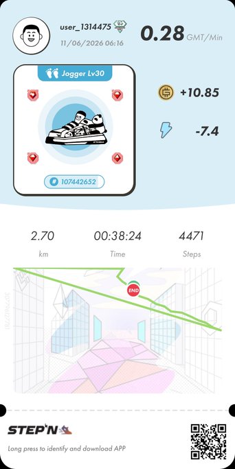 The image shows a phone screen displaying a fitness app that tracks steps taken, calories burned, distance traveled, and other health-related data. The app also has a map of a building or room with a pink floor and white walls, which is used for tracking physical activity within a specific location. The post on the app's page encourages users to "Focus on what is in the image and how it relates to the post".