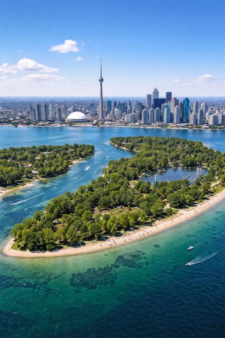The image features an aerial view of a city with a large body of water nearby. The city has a skyline filled with tall buildings, including a prominent skyscraper that towers over the scene. In addition to the urban landscape, there are several boats visible on the water near the shoreline. The post about quantum technology raises questions about how advanced computing will impact society and the economy in the future. It encourages viewers to consider what happens when more people have access to advanced computing capabilities, such as the potential for new innovations or changes in various industries.