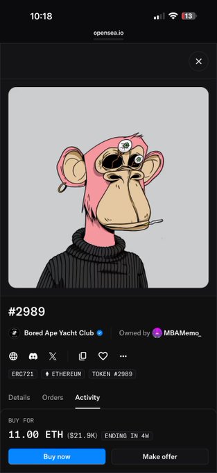 The image shows a cell phone screen displaying a social media app called "Etched". The main focus of the image is an animated cartoon character wearing a black shirt with pink ears, which appears to be a monkey or a bear. The character has a face and is holding a cigarette in its hand. The background of the image is gray, providing a neutral backdrop for the colorful character.

The post on this app features a cartoon character that looks like a monkey wearing a black shirt with pink ears. It also includes text such as "Look man, MOST of your points are valid but When you saying you’ll never leave the club while your ape it's listed, it's an insta unfollowed Maybe a MAYC it's a lower price compared to a BAYC but still it's an ape Give @mfigge a break, he is still trying new shit and trying". The post seems to be promoting a social event or gathering related to the cartoon character.