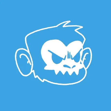 A stylized white skull illustration of a character with spiky hair on a blue background, likely used as a profile picture or avatar associated with a cryptocurrency/NFT project. The menacing skull imagery reinforces the post's accusatory tone toward the project's developer and promoters who allegedly absconded with funds after the collection sold out.