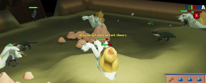 A screenshot from Old School RuneScape shows a player surrounded by Mutant Slimers in a cave, with the in-game chat reading "okay we got more mutant slimers." The player's post humorously connects the in-game mutants to the cryptocurrency ticker $DMT, playing on the "Mutant" name.