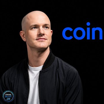 Promotional image of a bald man in a black bomber jacket next to the blue 'coin' logo, featuring a 'Finance Talk Show' badge