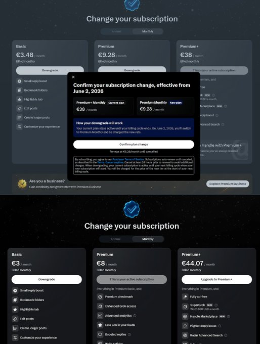 The image features a website page displaying various categories of products for sale, including music, movies, video games, and books. Below these product categories, there are three price tags indicating their cost. The text reads "Change your subscription" on the top right corner of the screen, and it also mentions that premium+ pricing will be available from June 5th through June 8th. Additionally, a comment on the bottom left indicates "Focus on what is in the image", suggesting the viewer should pay attention to specific details or features related to these products displayed on the website page.