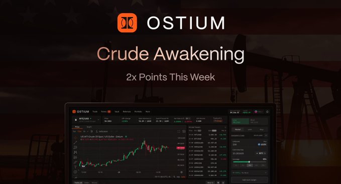 oshtim's OSTITUM CRUDE AWAKENING dashboard displays a red and black color scheme, with the title "OSTITUM CRUDE AWAKENING" and a graphic of an oil rig against a dark sky backdrop.