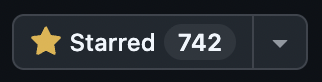 A screenshot of a UI element showing a yellow star icon next to the word 'Starred' and the number '742'.