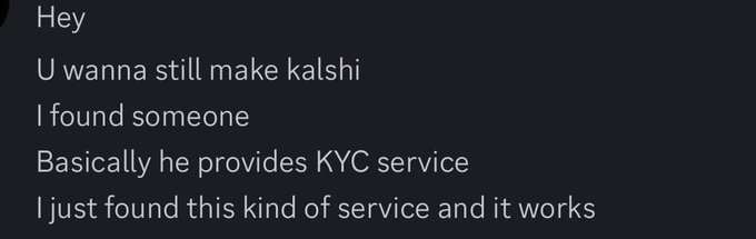 The image features a post with a caption that reads "Hey U wanna make kalshi I found someone Basicly he provides KEC service I just found this kind of service and it works". The post seems to be about a person named Polymarket, who is being referred to as their competitor. The caption also mentions the word "competitor" in the context of a product or service.