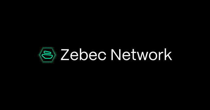 The image displays the Zebec Network logo, featuring a green hexagonal icon alongside the text "Zebec Network," representing the company mentioned in the post about deploying its payroll and payments infrastructure on Arc's mainnet.