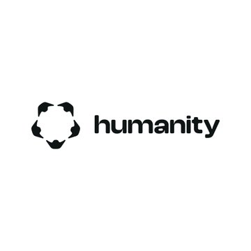 The image features a logo for a company named "Humanity" written in black text against a white background. The logo consists of four circles arranged in a square formation, with each circle containing a hand holding up a key. The word "Humanity" is positioned at the center of these hands, and the phrase "More hacks on the way to wake everyone up in this crypto space." is written below it.