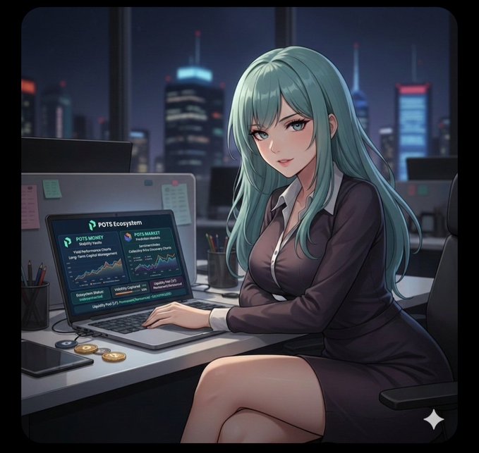 The image features a woman sitting at a desk with a laptop computer open in front of her. She appears to be working or studying, possibly using the laptop for research or completing tasks related to cryptocurrency. The background shows an office setting with several computers on desks, indicating that this is likely a workspace where people are engaged in various activities and projects.