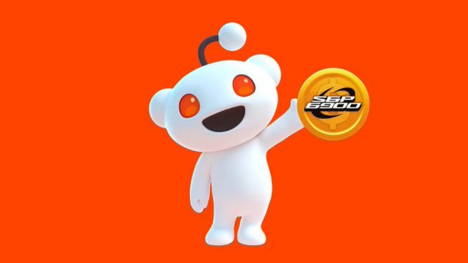 The Reddit mascot Snoo holds up a gold SPX6900 coin against an orange background, visually reinforcing the post's call for users to focus their time and effort on contributing to the SPX6900 subreddit community.