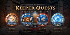 A game interface titled 'KEEPER QUESTS' featuring four circular reward icons for active player milestones.