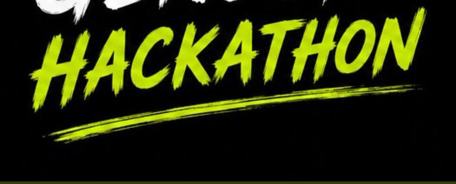 A black background graphic with 'HACKATHON' written in bold, bright yellow-green brushstroke lettering.