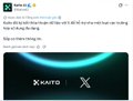 A social media post screenshot with Vietnamese text mentioning 'Kaito AI' and referencing the Kaito and X logos, appearing to be a thread post.