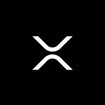 The XRP cryptocurrency logo in white on a black background.