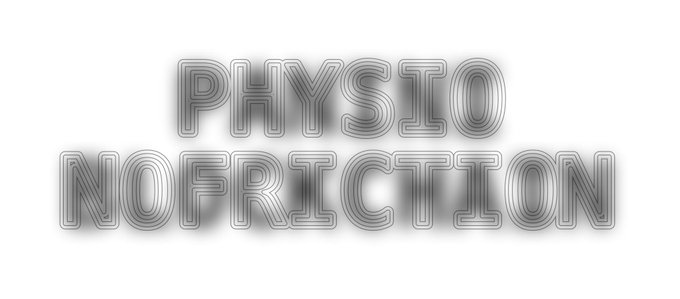 Stylized text reading 'PHYSIO NOFRICTION' in a layered, outlined gray font on a white background.