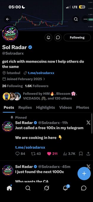 The image shows a social media feed with multiple posts displayed on it. The main post is about a person who has just entered their account name "SolRadar" into Twitter. There are several other posts related to the topic of cooking, with various images and text descriptions. One post even mentions that they have found the next 100X worth of content in their feed. The image also includes a caption that reads: "BakyXRTtW2cdivHrqoENQhSfaMjGLRgDudV8QSBGcKNf Just entering now cos I had to wait till night for night plan to get active ma,that how down fr fr God bless you Lyxx,thank you".
