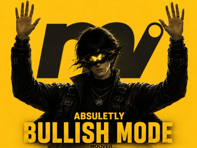 The image features a poster for a movie called "Absurdly Bullish Mode" with a man wearing a leather jacket holding up his hands, possibly as if he's about to make a gesture or pose for a photo. The poster also includes text that reads "Bullish mode", which is likely related to the title of the movie.
