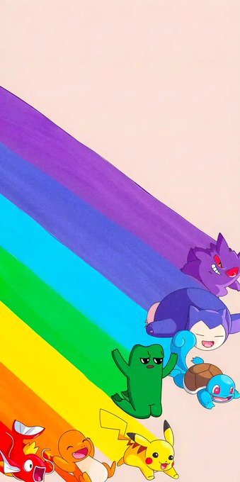 The image shows various Pokémon characters (including Charmander, Pikachu, Bulbasaur, Squirtle, Gengar, and Fwog dressed as Pokémon) arranged along a rainbow stripe against a pink background. The rainbow rainbow color scheme and joyful character placement visually represent the "Fwog fits so good in every universe" sentiment from the post, with Fwog being depicted as a Pokémon fan art celebrating day 553 of the $FWOG series.