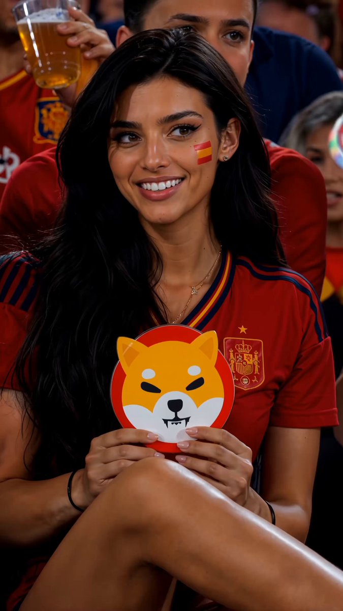 The image features a woman sitting down, holding up an orange and white sticker with a cartoon dog face on it. The sticker has a red background that matches her shirt. The caption of the image reads "Some seek answers. She already knows them." This phrase is related to the post because it suggests that the woman might be referring to a popular meme or trend involving dogs, which could be connected to the sticker she's holding up.